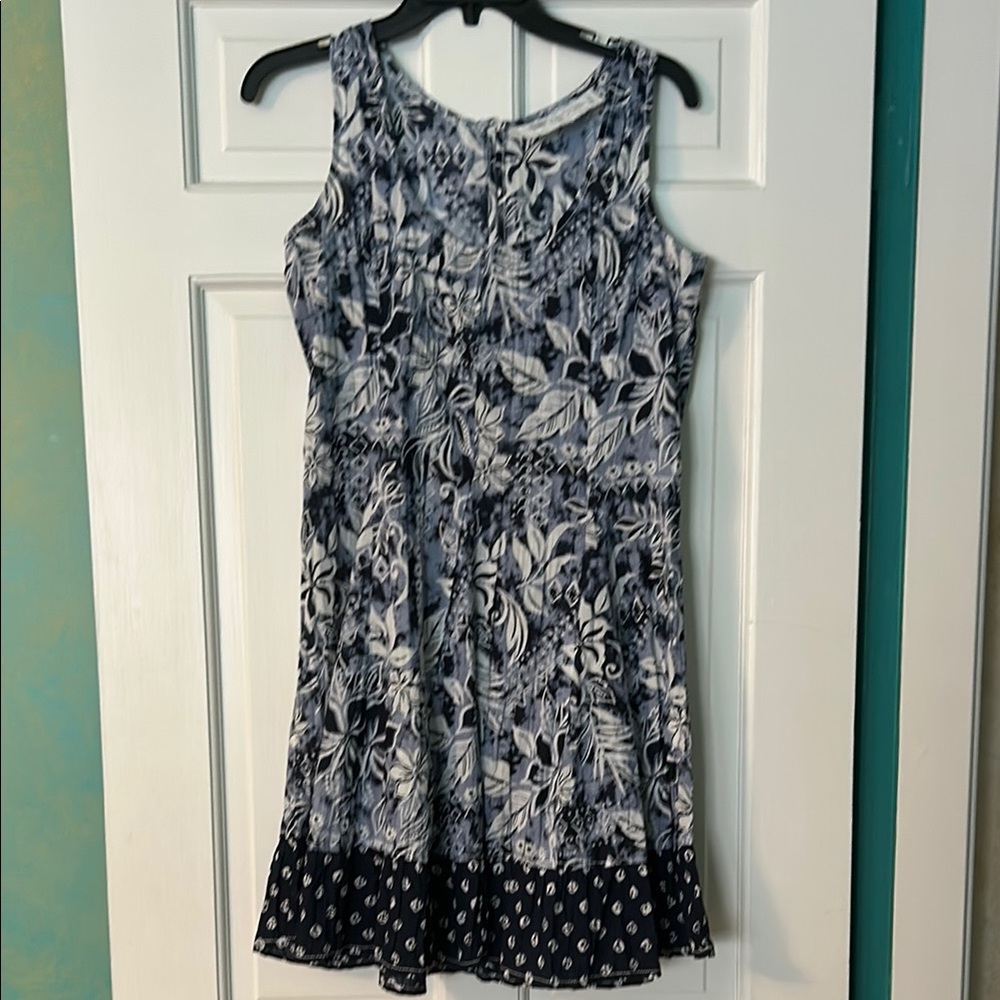 NWOT Cino Belize Blue dress - Floral Sleeveless Dress with Ruffle Hem - Picture 3 of 5